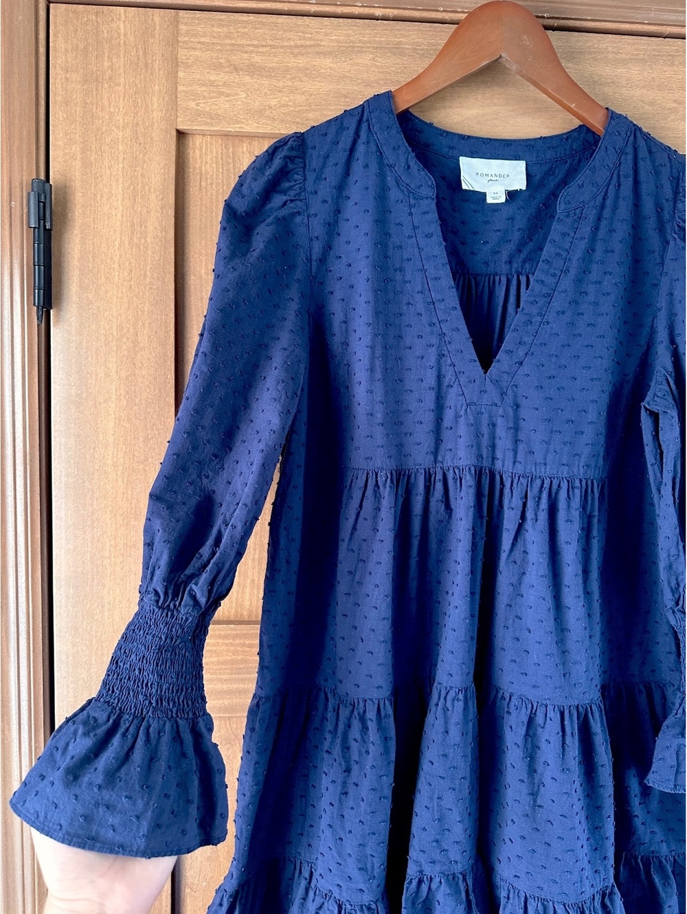 Pomander Place Tuckernuck Navy Swiss Dot Kenzo Mini Dress Women’s Medium - Picture 2 of 15